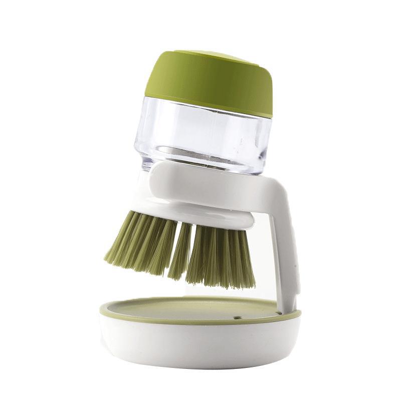 Self-Standing Soap Dispensing Dish Brush – Refillable Kitchen Scrub Brush with Holder